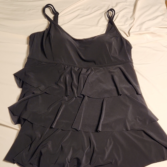 Great lengths Other - Black Swimdress With Ruffles Size 18.NWOT